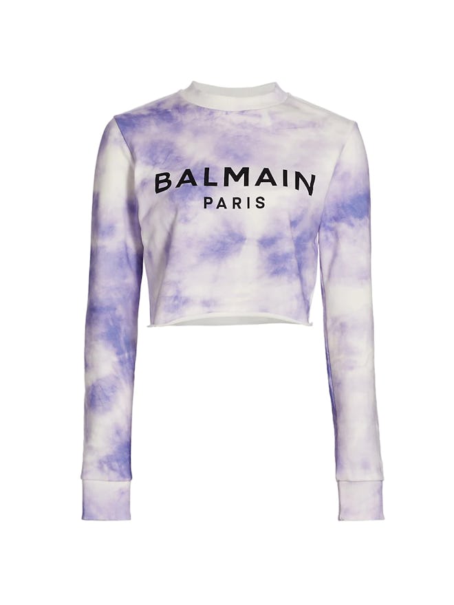 Balmain's Tie-Dye Long-Sleeve Purple T-Shirt 