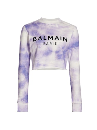 Balmain's Tie-Dye Long-Sleeve Purple T-Shirt 