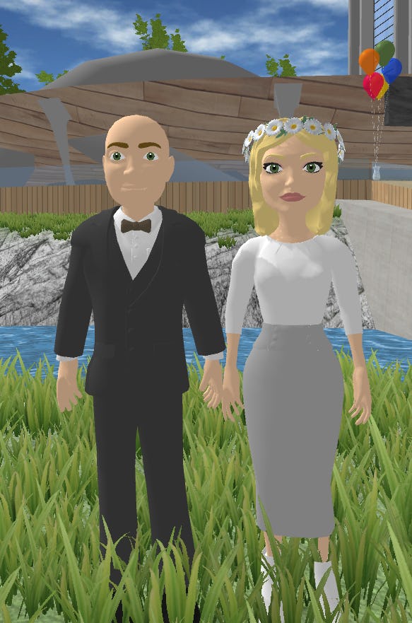 Traci and Dave Gagnon held a virtual wedding ceremony in the metaverse.