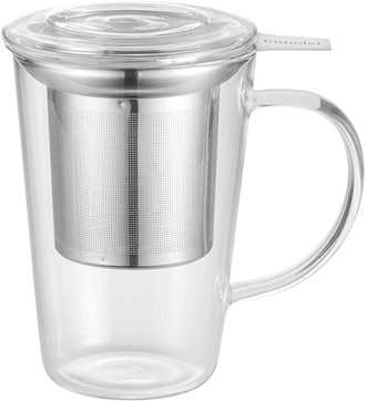 Enindel Glass Tea Mug with Infuser and Lid