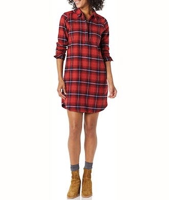 Goodthreads Flannel Long Sleeve Relaxed Fit Popover Shirt Dress