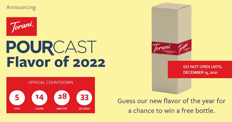 Here's how to guess Torani's 2022 Flavor of the Year to win a free bottle.
