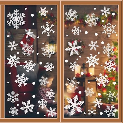 Christmas White Snowflakes Window Clings Decal (9-Sheets)