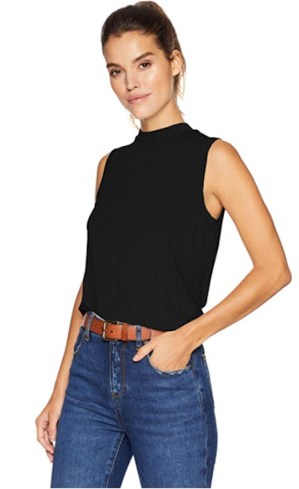 Daily Ritual Jersey Sleeveless Mock-Neck Shirt
