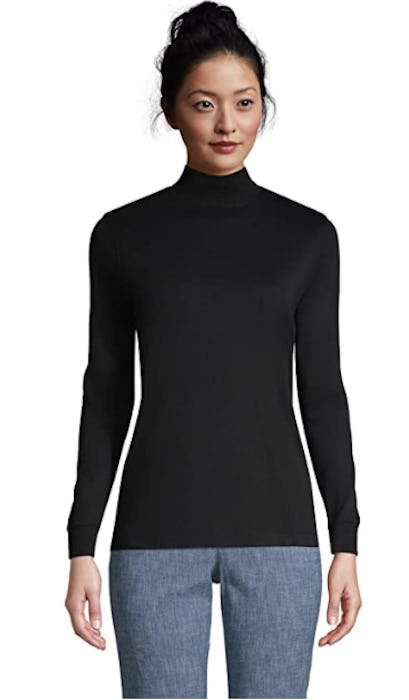 Lands' End Cotton Long Sleeve Mock Turtleneck