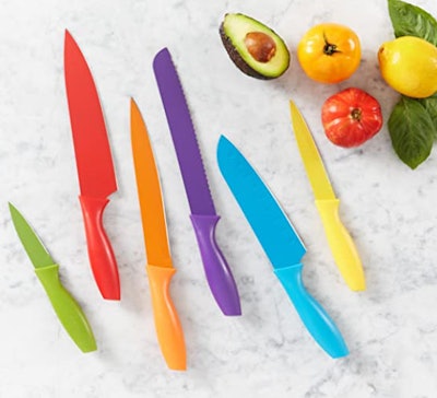Amazon Basics 12-Piece Color-Coded Kitchen Knife Set