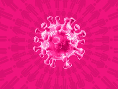 The Covid-19 bacteria in pink with a pink background