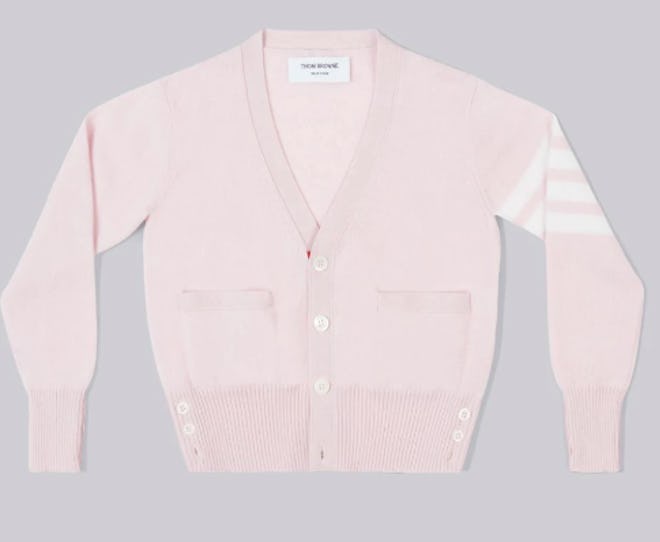 Pink Cashmere 4-Bar V-neck Cardigan