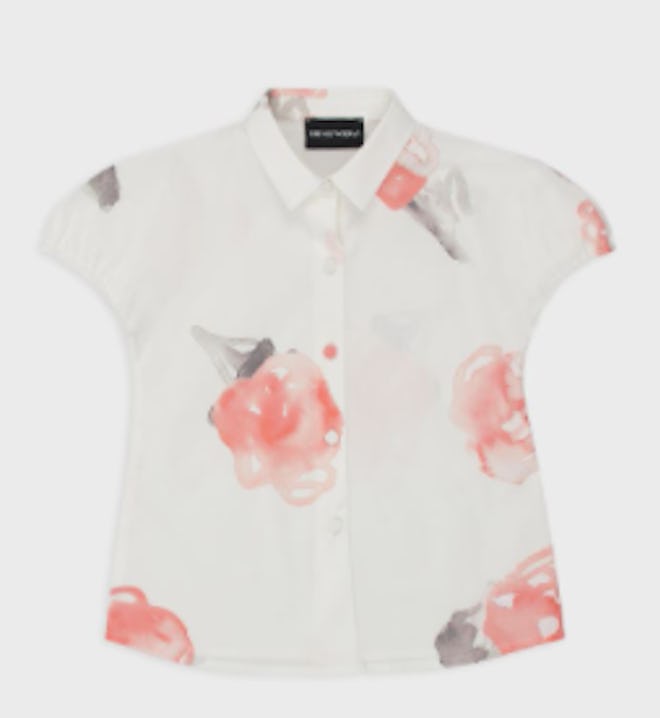 Poplin shirt with a watercolour print