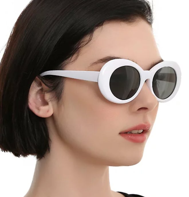 White Oval Retro Sunglasses