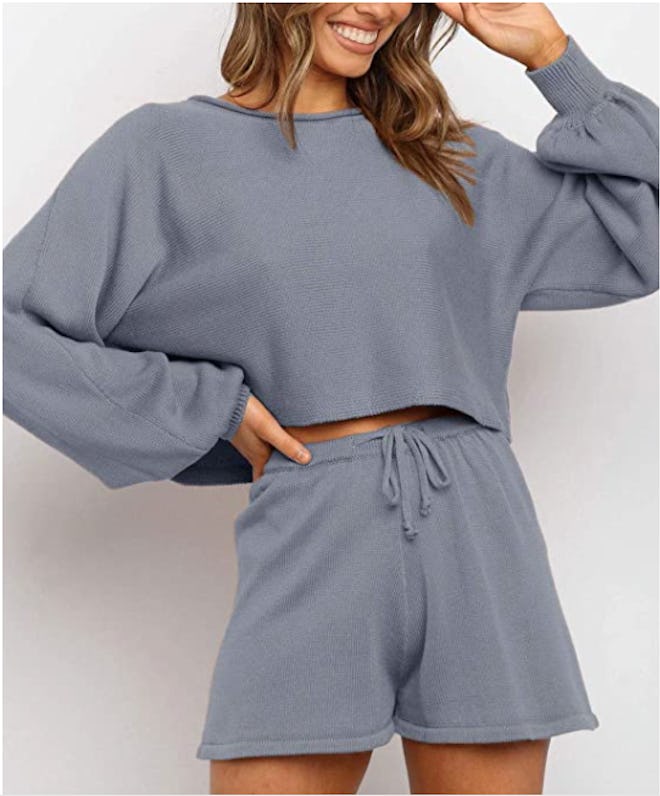 ZESICA Short Knit Loungewear Set