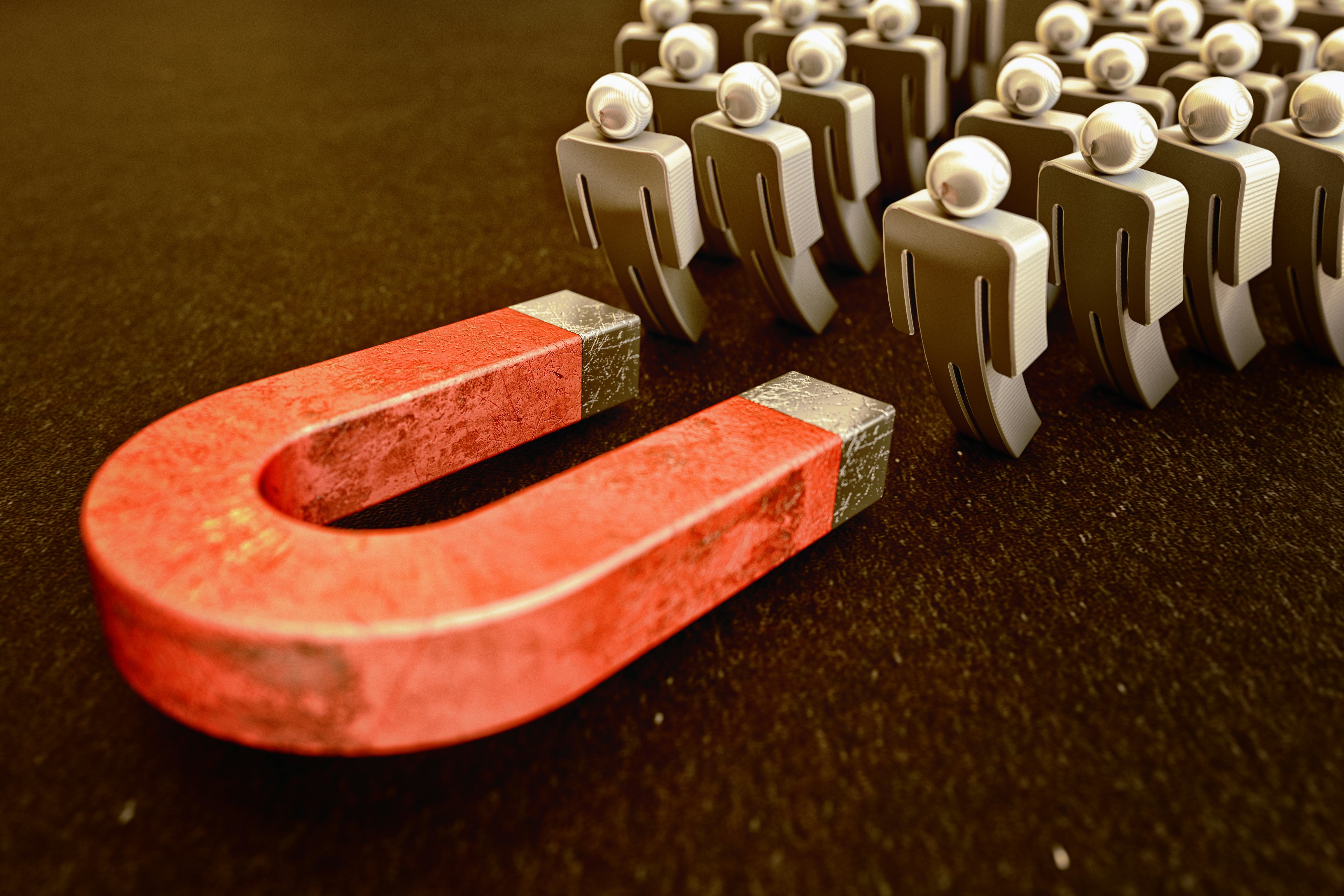 Attracting of customers, sales and online traffic, marketing business strategy concept, red lead mag...