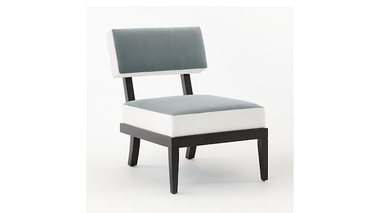 Otello Grey and White Velvet Chair