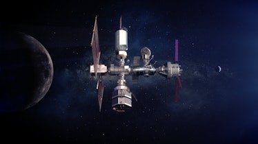 Illustration of NASA's Gateway in lunar orbit