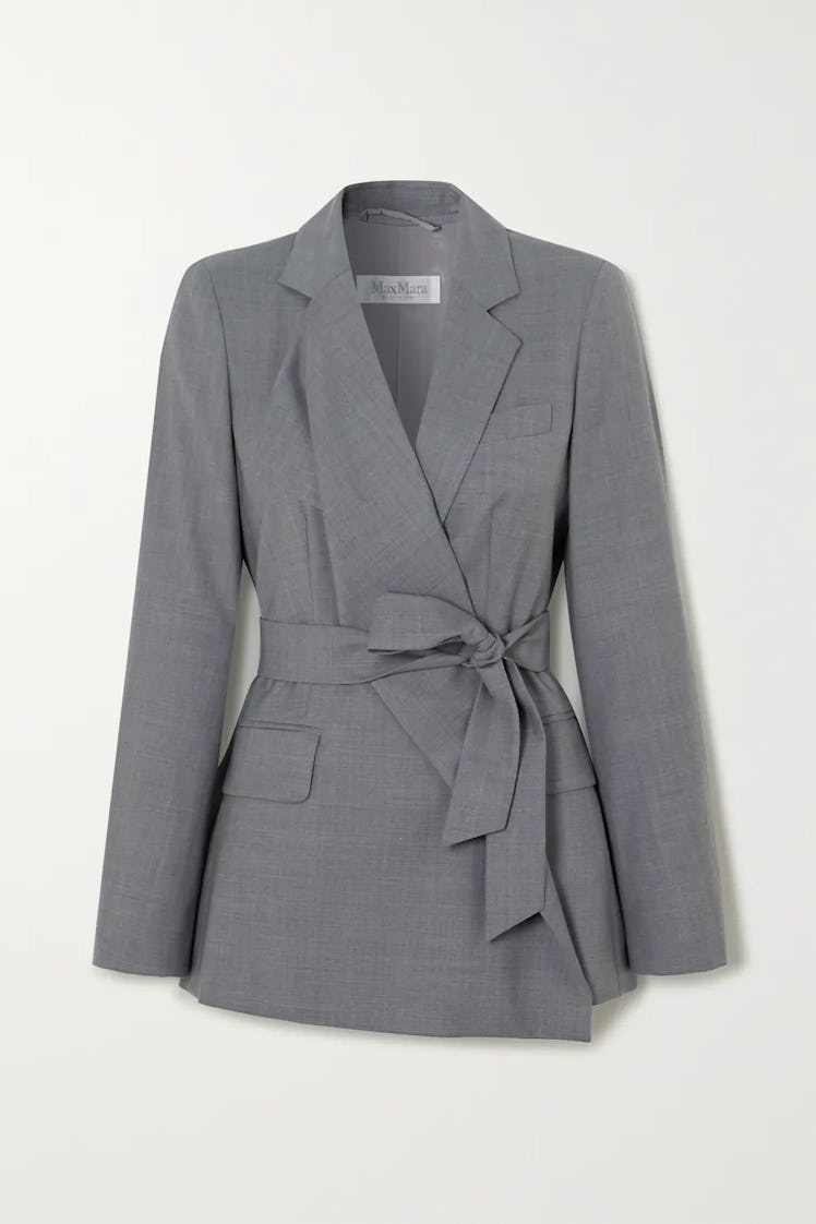 Belluno Belted Asymmetric Wool Blazer