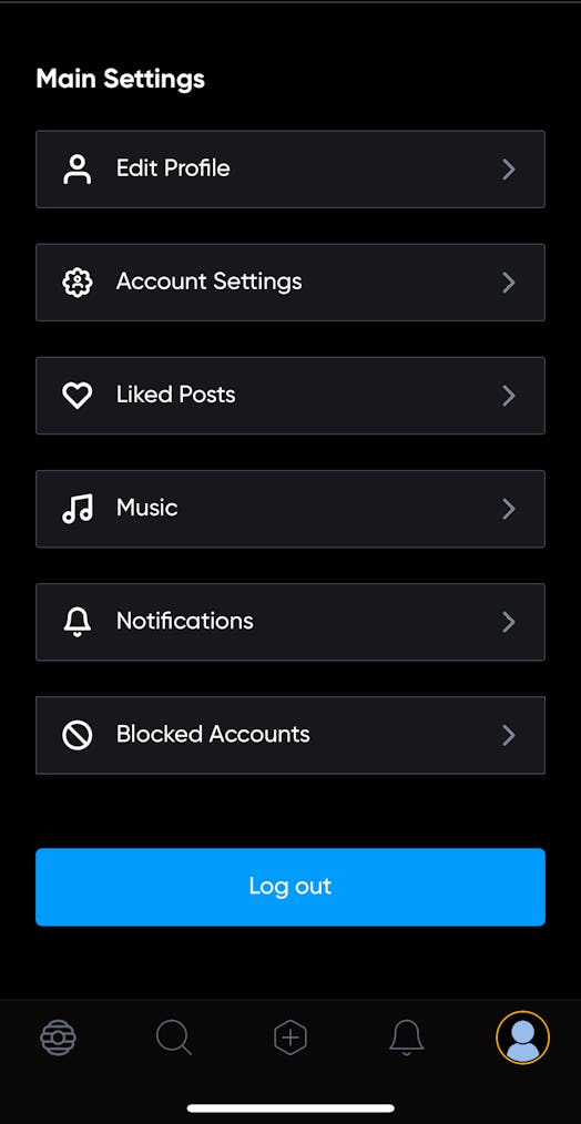 Account settings on Hive app