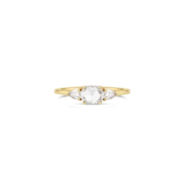 East-West Oval Rose-Cut With Pears Triple Diamond Ring