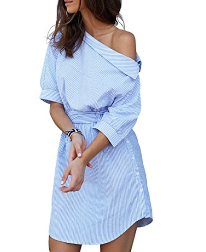 Simplee Apparel Belted Shirt Dress