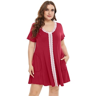 LARACE Plus Size Lace Sleep Shirt