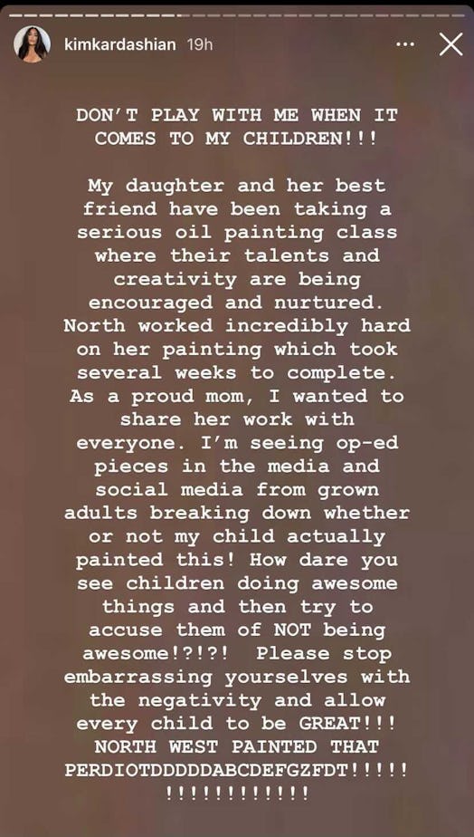 Kim Kardashian responded to people who doubted her daughter's art skills.