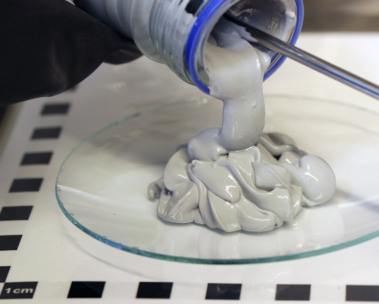 A large dollop of Powerpaste, a magnesium hydride based chemical for hydrogen storage, is seen being...