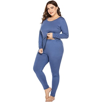 IN'VOLAND Plus Size Thermal Long Johns Pajama Set
