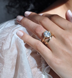 An Ashley Zhang engagement ring, featuring an Old European Cut Diamond.