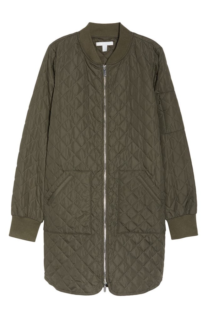 Longline Quilted Bomber Jacket