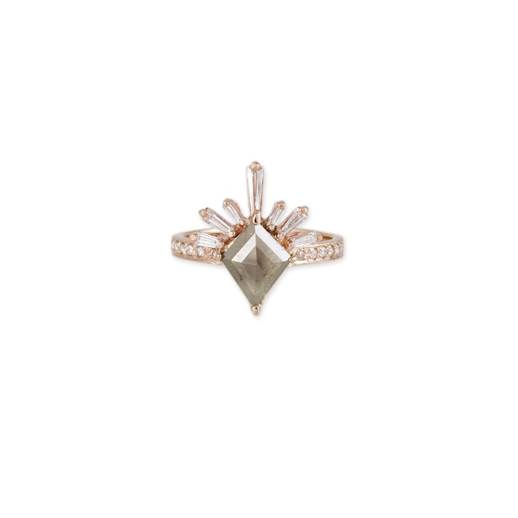  Kite Brown Raw Diamond Baguette Diamond Lash Ring 