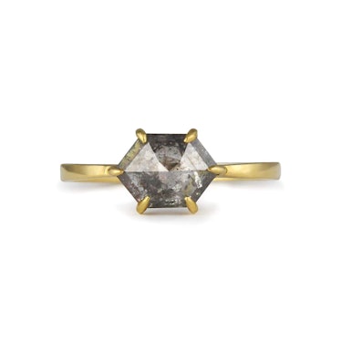 Hexagon Grey Diamond 18ct Gold Ring