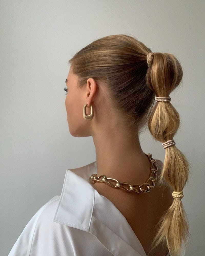 Bubble braid ponytail.