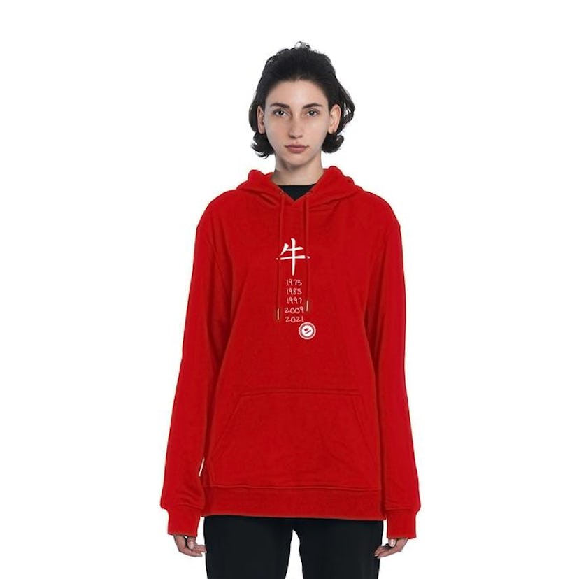Red "Year Of The Ox" Blueprint Hoodie