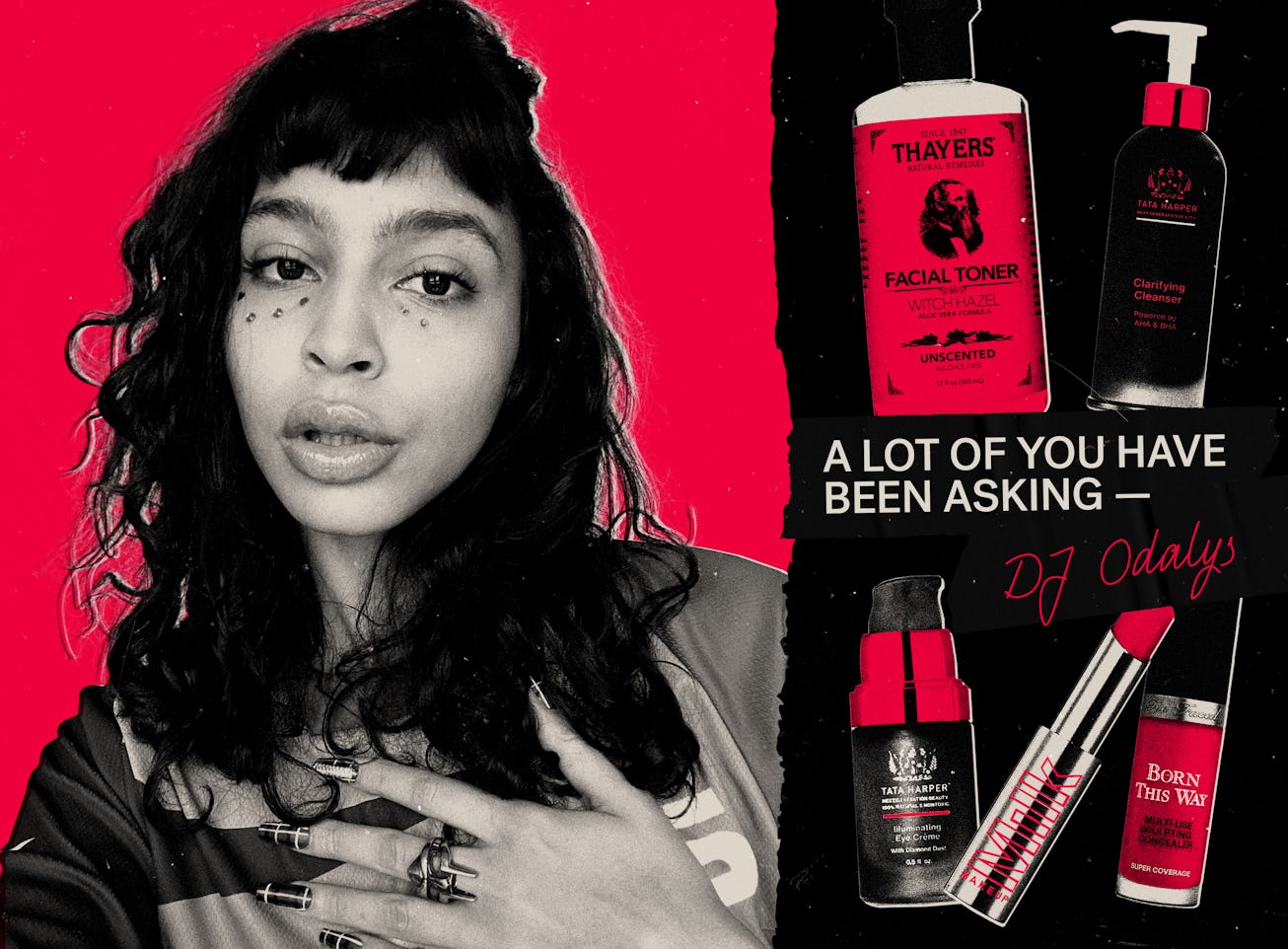 DJ Odalys and red and black products she uses