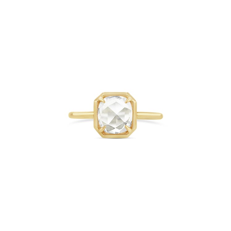 Oval Rose-Cut Diamond Octagonal Bezel Ring 