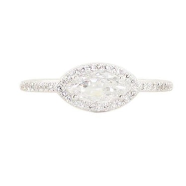 14kt White Gold Rose Cut Marquise Diamond Ring