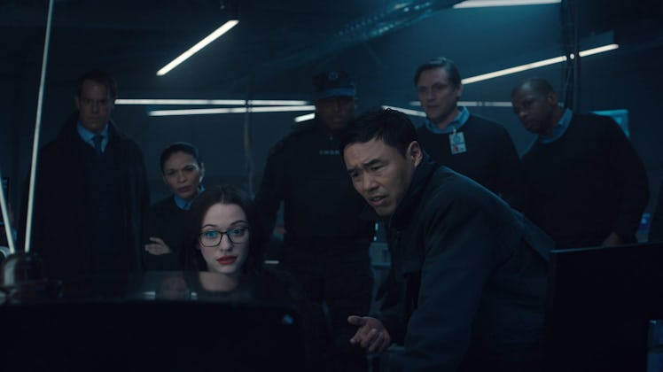 Kat Dennings as Dr. Darcy Lewis and Randall Park as Jimmy Woo in WandaVision Episode 4