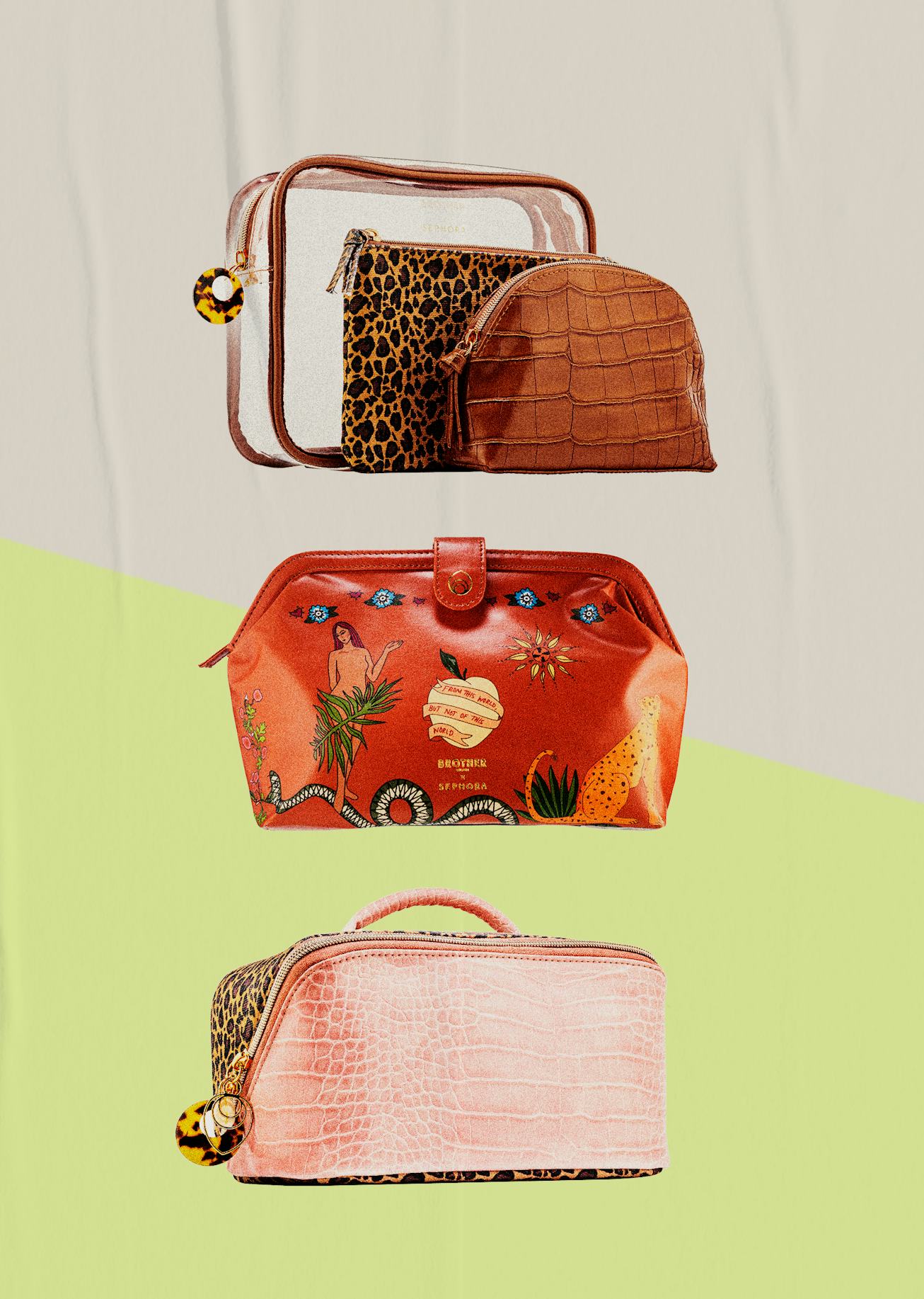 Three Sephora Collection x Brother Vellies makeup bags.