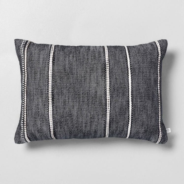 14" x 20" Stripe Pattern Throw Pillow Railroad Gray 