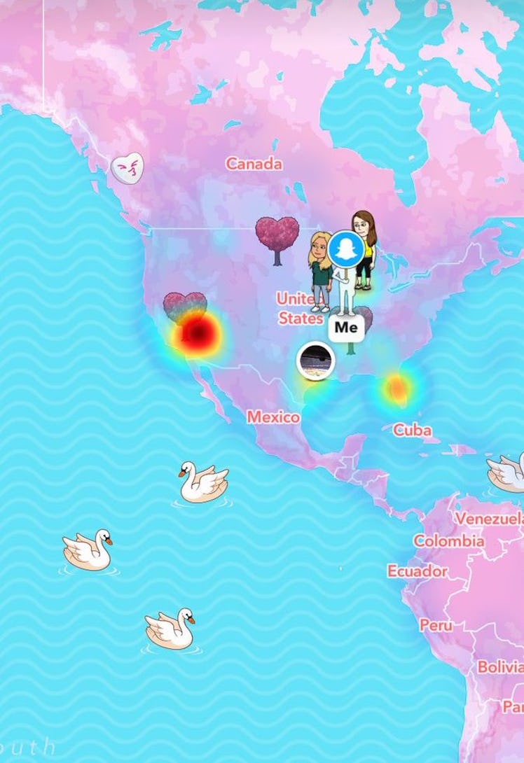 Snapchat's pink Valentine's Day Snap Map adds romantic hues to the scenery.