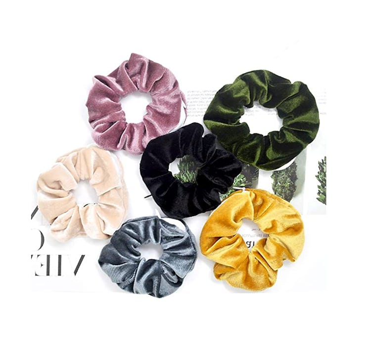 Fifwumang Velvet Scrunchie with Zipper Pocket (6-Pack)