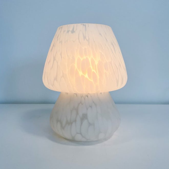 Vintage Murano Style Frosted Glass Mushroom Lamp