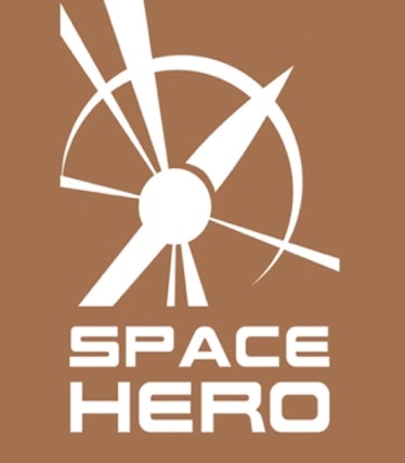 A logo associated with Space Hero, showing a drawing of the outline of a satellite with the words SP...