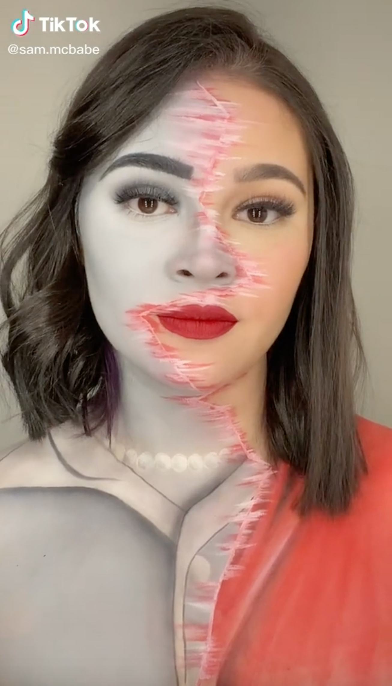 TikTok user in Wandavision makeup