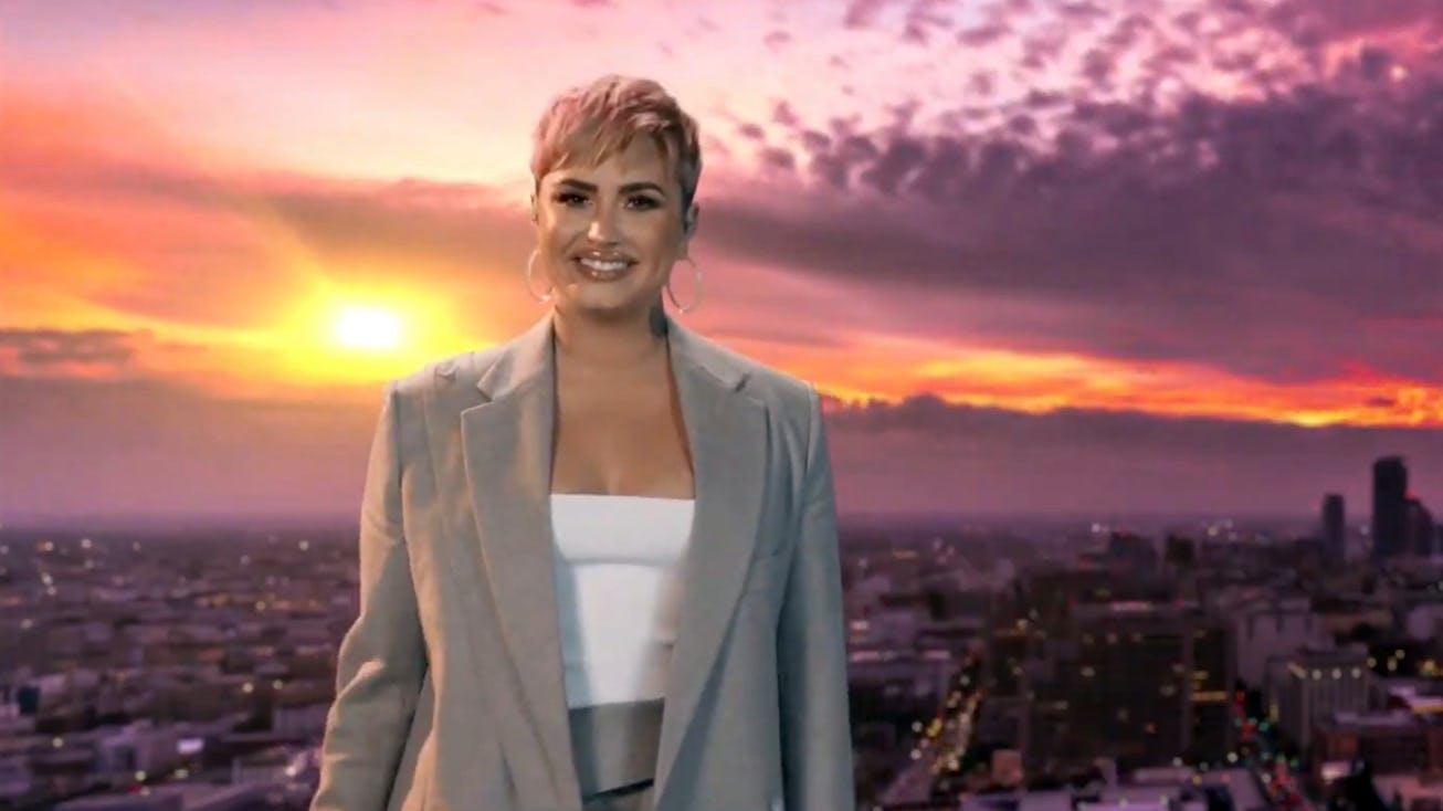 Demi Lovato with pink hair