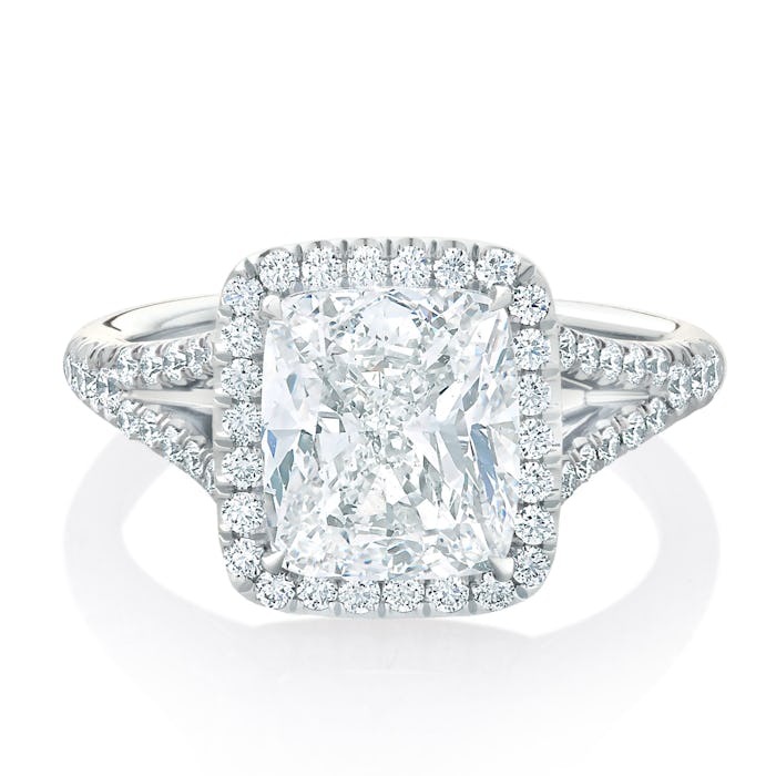 Cushion Cut Split Shank Diamond Engagement Ring 