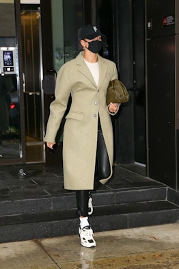 Hailey Bieber steps out on November 30, 2020 in New York City. 