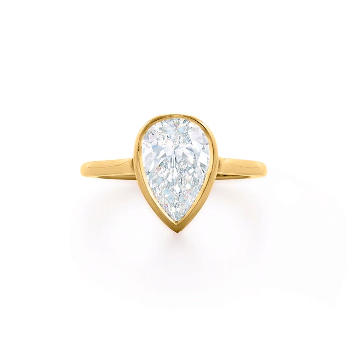 Pear Shape Diamond Engagement Ring in a Bezel Setting