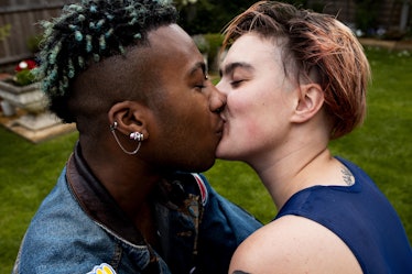 Young LGBTQ+ couple in love, kissing
