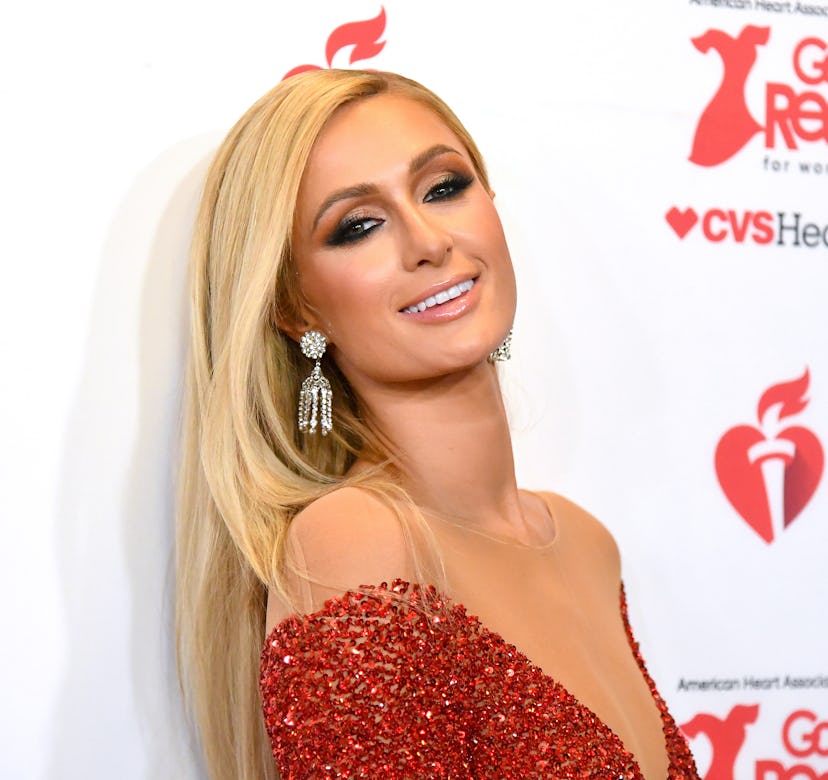 Paris Hilton attends The American Heart Association's Go Red for Women Red Dress Collection 2020 at ...