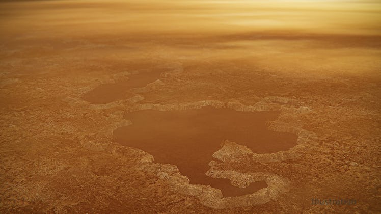 Artist's concept of a lake at Titan's north pole.